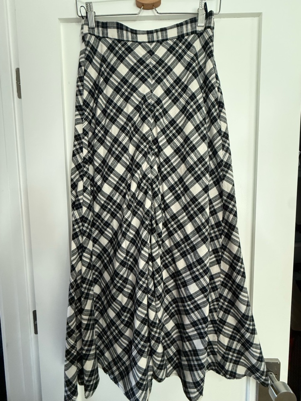 ZARA Black and White Plaid Maxi Skirt